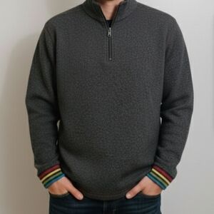 Robert Graham Striped Quarter Zip Pullover Sweater Men's Size Medium